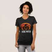 Halloween Basic Hexen-Kürbis-Mond-Grafik T-Shirt (Vorne ganz)