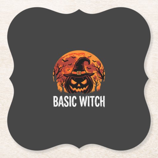 Halloween Basic Hexen-Kürbis-Mond-Grafik Untersetzer (Vorderseite)