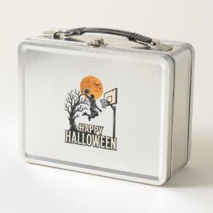 Halloween Basketball Frohes Halloween Vintage Spor Metall Brotdose