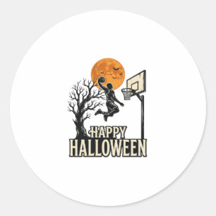 Halloween Basketball Frohes Halloween Vintage Spor Runder Aufkleber