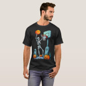 Halloween Basketball Skeleton Pumpkin T-Shirt (Vorne ganz)