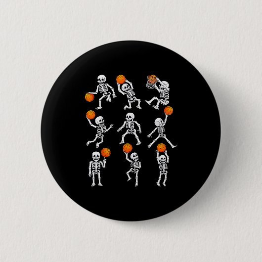 Halloween Basketball Skeletons Dunking Dribble Boy Button (Vorderseite)