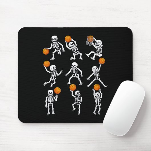 Halloween Basketball Skeletons Dunking Dribble Boy Mousepad (Mit Mouse)