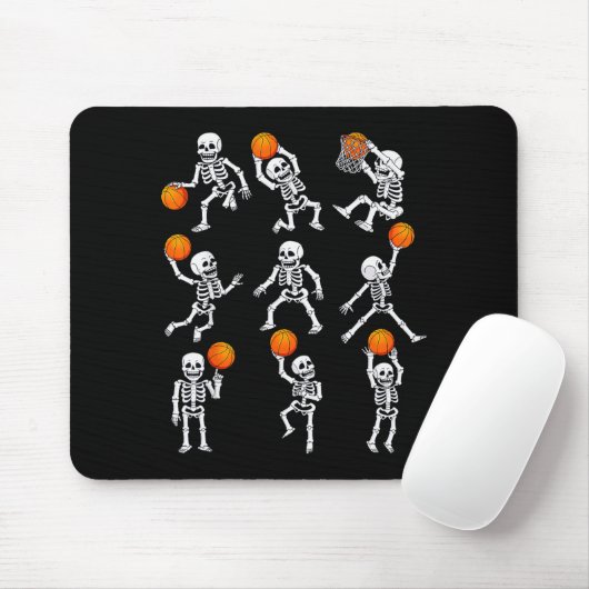 Halloween Basketball Skeletons Dunking Dribble Boy Mousepad (Mit Mouse)