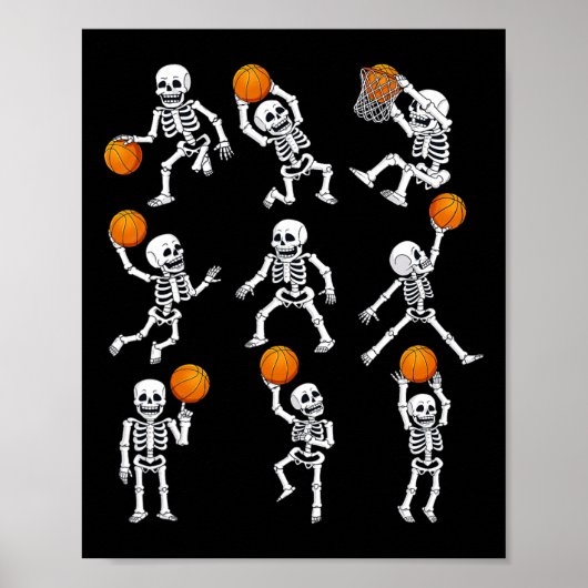 Halloween Basketball Skeletons Dunking Dribble Boy Poster (Vorne)