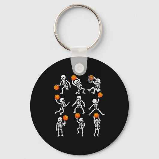 Halloween Basketball Skeletons Dunking Dribble Boy Schlüsselanhänger (Vorderseite)