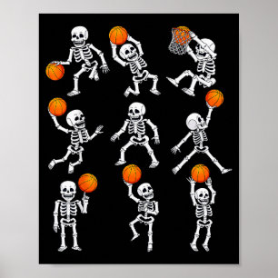 Halloween-Basketball-Skelette, die einen Dunking-D Poster