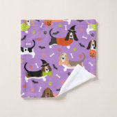 Halloween Basset Hound Bath Towel Set (Waschlappen)
