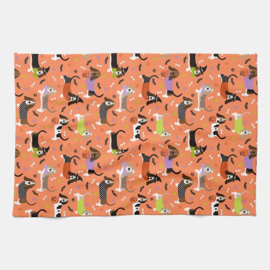 Halloween Basset Hound Geschirrtuch (Horizontal)