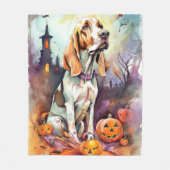 Halloween Basset Hound mit Pumpkins Beängstigend Fleecedecke (Vorderseite)
