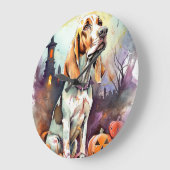 Halloween Basset Hound mit Pumpkins Beängstigend Große Wanduhr (Winkel)