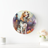 Halloween Basset Hound mit Pumpkins Beängstigend Große Wanduhr (Zuhause)