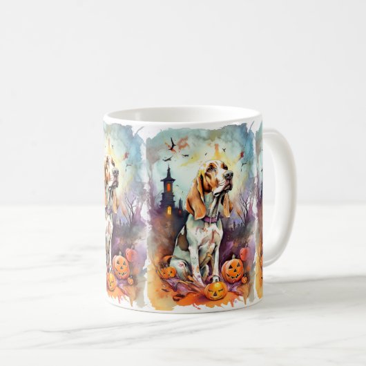 Halloween Basset Hound mit Pumpkins Beängstigend Kaffeetasse (VorderseiteRechts)
