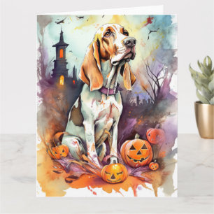 Halloween Basset Hound mit Pumpkins Beängstigend Karte