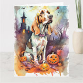 Halloween Basset Hound mit Pumpkins Beängstigend Karte (Vorderseite)
