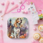 Halloween Basset Hound mit Pumpkins Beängstigend Pappteller (Party)