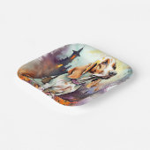 Halloween Basset Hound mit Pumpkins Beängstigend Pappteller (Gewinkelt)