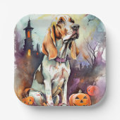Halloween Basset Hound mit Pumpkins Beängstigend Pappteller (Vorderseite)