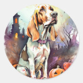 Halloween Basset Hound mit Pumpkins Beängstigend Runder Aufkleber (Vorderseite)