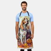 Halloween Basset Hound mit Pumpkins Beängstigend Schürze (Getragen)