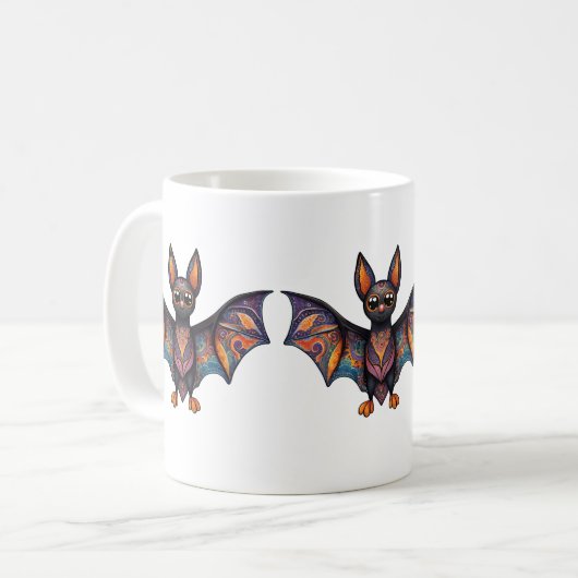 Halloween Bat Alebrije Kaffeetasse (Vorderseite Links)