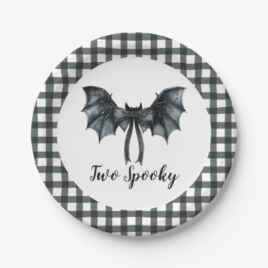 Halloween Bat Bow Two Spooky 2. Geburtstag Pappteller (Vorderseite)