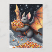 Halloween Bat Flying Squirrel Hybrid with Candy Postkarte (Vorderseite)