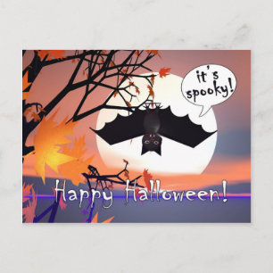 Halloween Bat in Tree Postkarte