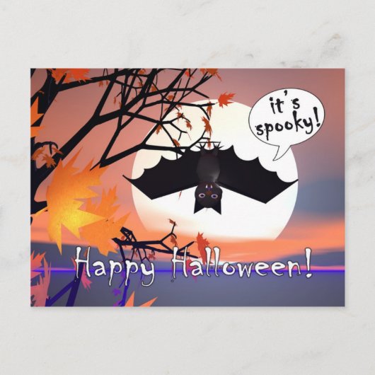 Halloween Bat in Tree Postkarte (Vorderseite)
