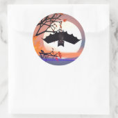 Halloween Bat in Tree Runder Aufkleber (Tasche)