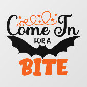 Halloween Bat kommt zum Biss herein Fensteraufkleber (Blatt)
