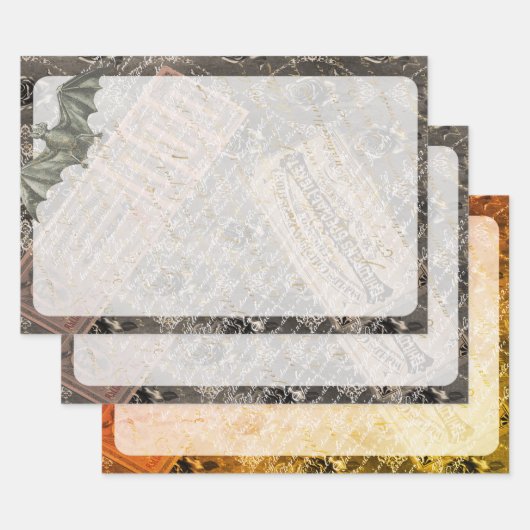 Halloween Bat Letter Script Ephemera Vintag Geschenkpapier Set (Set)