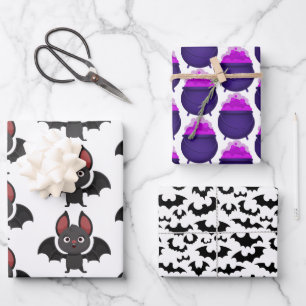 Halloween Bat Lila Geschenkpapier Set