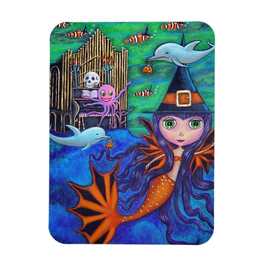 Halloween Bat Meerjungfrau Hexe Delphine Oktopus O Magnet (Vertikal)