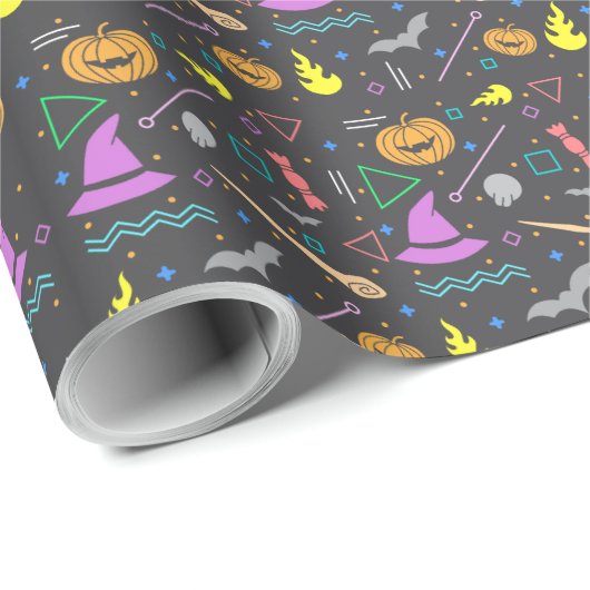 Halloween Bat Minimalistisch Pumpkin Pattern Geschenkpapier (Rolleneckpunkt)
