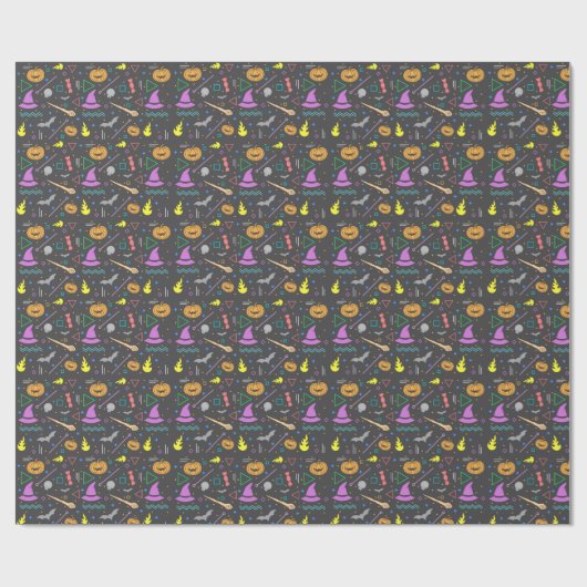 Halloween Bat Minimalistisch Pumpkin Pattern Geschenkpapier (Flach)