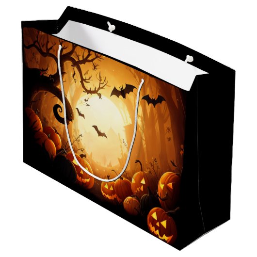 Halloween/Bat/Pumpkin/Fall Große Geschenktüte (Rückseite Schrägansicht)