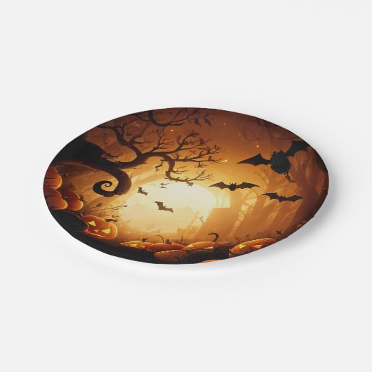 Halloween/Bat/Pumpkin/Fall Pappteller (Schrägansicht)