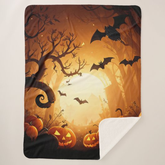Halloween/Bat/Pumpkin/Fall Sherpadecke (Vorderseite)