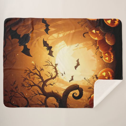 Halloween/Bat/Pumpkin/Fall Sherpadecke (Vorderseite (Horizontal))