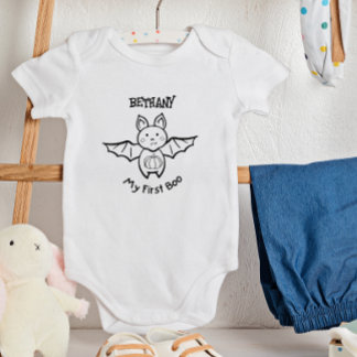 🦇 Halloween Bat & Pumpkin Mein erster Boo! Baby Strampler