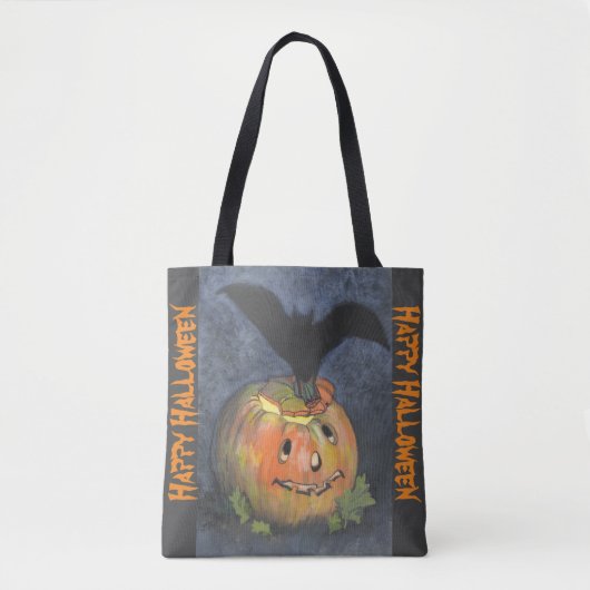 Halloween Bat & Pumpkin Tote Bag Tasche (Vorderseite)