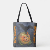 Halloween Bat & Pumpkin Tote Bag Tasche (Rückseite)