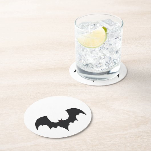 Halloween bat runder pappuntersetzer (Vor Ort)