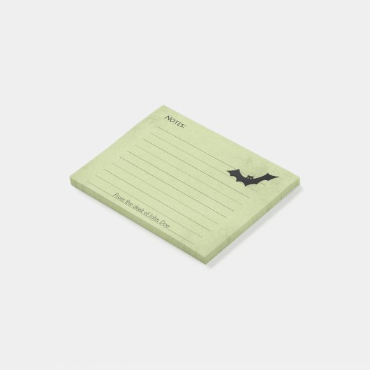 Halloween Bat Silhouette über Grün - Linde Post-it Klebezettel (angewinkelt)