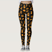 Halloween Bat Skull Pumpkin Pattern Leggings (Vorderseite)