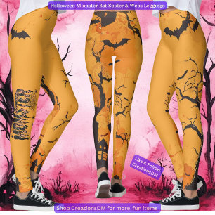 Halloween Bat Spider & Webs Leggings