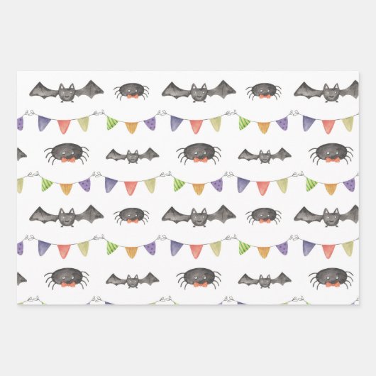 Halloween Bat Spiding Musterpapier Geschenkpapier Set (Vorderseite)