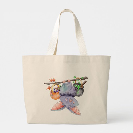Halloween Bat Trick oder Treattote Bag Jumbo Stoffbeutel (Rückseite)