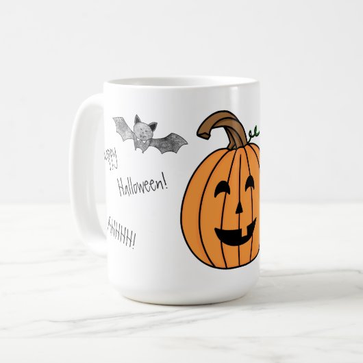 Halloween Bat und Pumpkin-Kaffee-Tasse Kaffeetasse (Vorderseite Links)
